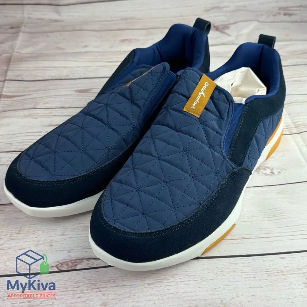 Men’s Orthopedic Slip On Loafers Walking Shoes Arch Support Blue Size 12